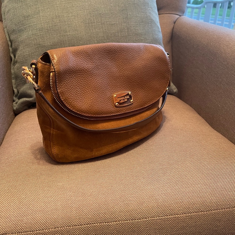 Michael Kors suede and leather camel color purse